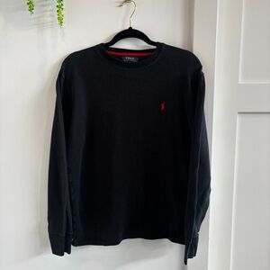 Polo Ralph Lauren Waffle Weave Men's Long Sleeve Black Shirt 100% Cotton Size L